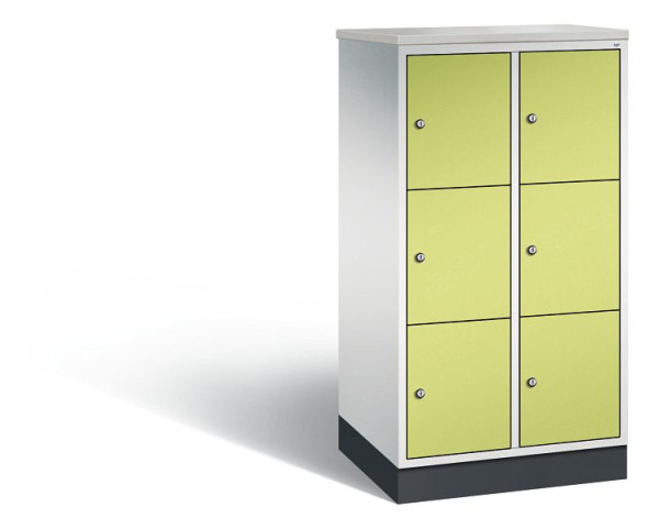 C+P Schließfachschrank Intro, 6 Fächer,H1255xB620xT490mm, Grau/Viridingrün/DBS Hellgrau, 8573-201 S10280