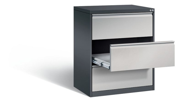 C+P archiefkast Acurado, H1045xW787xD590mm, kleur: zwart grijs/wit aluminium, handgreep, 12923-322 S10034