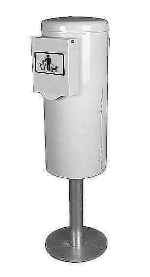 Renner hondentoilet met geïntegreerde zakkendispensercontainer, inclusief paal (Ø 76 mm) beton, verzinkt, gecoat, verkeerswit, 7077-00PB 9016