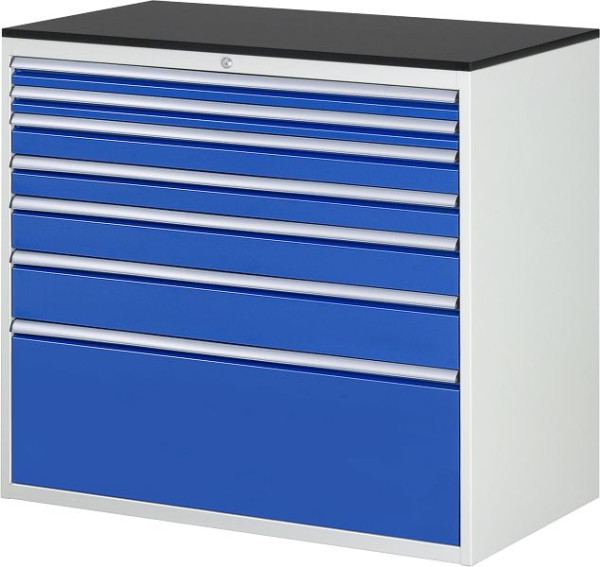 RAU ladekast serie 7000, B1145xD650xH1030mm, laden: 2xH60, 2xH90, H120, H150, H360mm, werkblad melaminehars gecoat, 03-XXL7.9A-M.11