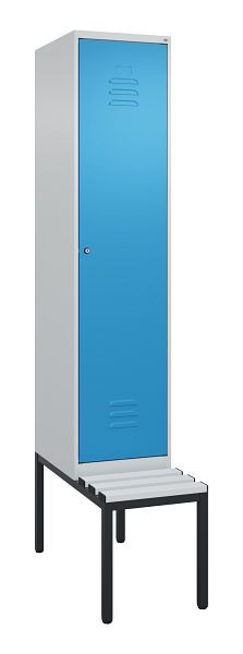 C+P luierkastje Classic PLUS met middenwand, bank, 2120x400x815mm, 7035/5012, cilinderslot, 0800507-12F S10019