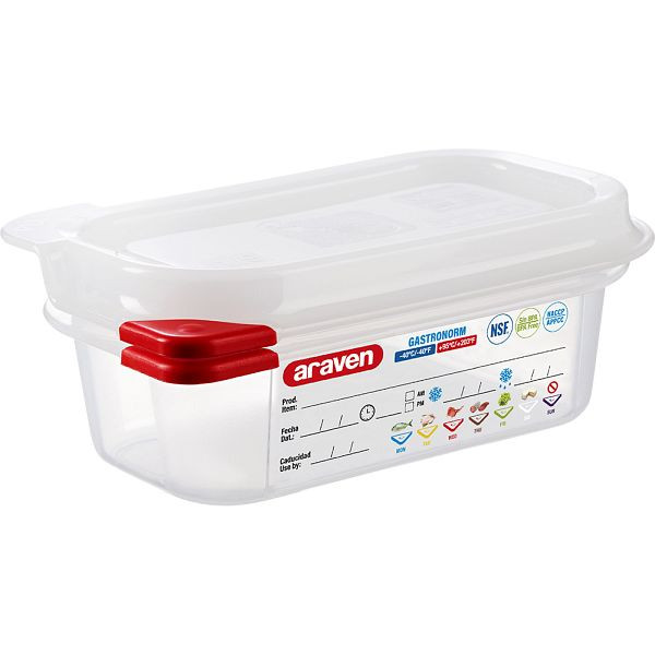 Stalgast gastronormbak met deksel, polypropyleen, GN 1/9 (65 mm), GN1619065