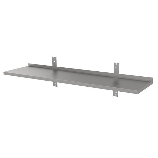 Gastro-Inox RVS AISI 430 wandplank, 1200x400mm, met 2 plankdragers en 2 muurbeugels, 303.204