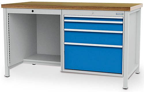 Bedrunka + Hirth box werkbank serie 1500 R24-24, 1x50, 1x100, 1x150, 1x300 mm, 1500 x 750 x 859 mm, 03.15.031V