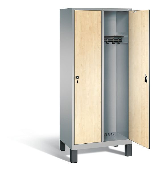C+P Evolo garderobe, H1850xW810xD500mm, kleur: wit aluminium / Donau esdoorn decor, 48010-22 S10550