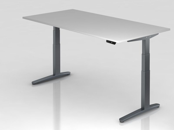 Hammerbacher elektrisch zit-sta bureau 200x100cm grafiet/grafiet, rechthoekige vorm, VXBHM2E/5/GG