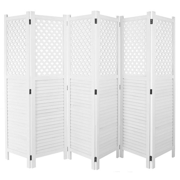 Mendler Paravent HWC-A84, scheidingswand privacyscherm, ornamenten 170x245cm, wit, 59916