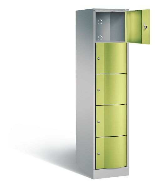 C+P XL lockerkast Resisto, H1950xB396xD640mm, kleur: wit aluminium / virid green, 8570-173 S10012