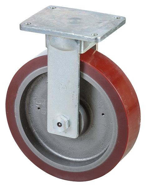 BS Rollen Zwaarlastwiel, bokwiel, wielbreedte 100 mm, wiel-Ø 400 mm, draagvermogen 3500 kg, polyurethaan gegoten 95 Shore A, gegoten, kogellager, RR110.C10.401