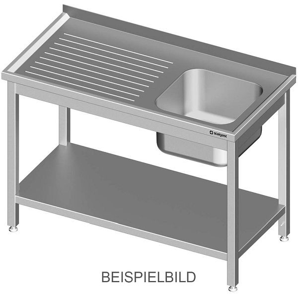 Stalgast spoelunit met onderstel 1100x600x850 mm, met één bak links, met opstaande rand, gelast, VST11621LA