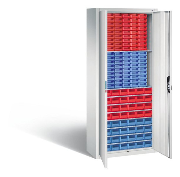 C+P tijdschriftenkast serie 13, H1690xB700xD300mm, kleur: lichtgrijs, verzonken handgreep, 133413-24 S10037