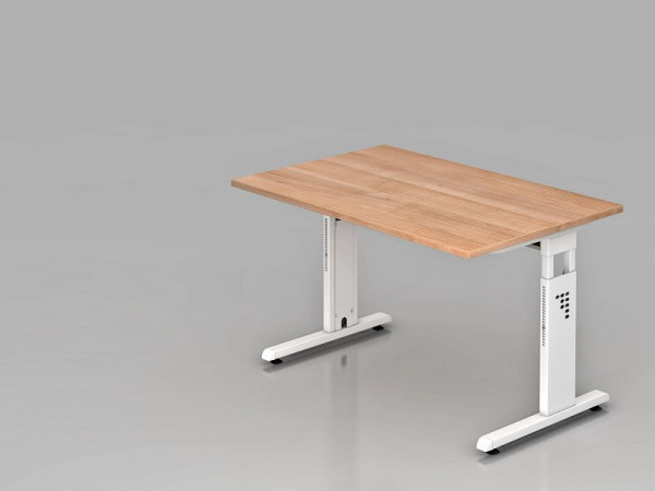 Hammerbacher bureau C-poot 120x80cm walnoot/wit, werkhoogte 65-85 cm, VOS12/N/W