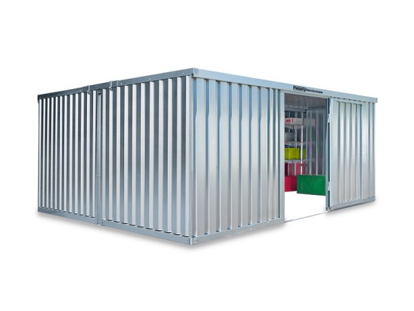 FLADAFI materiaalcontainer, combinatie MC 1540, verzinkt, gedemonteerd, zonder legbord, 5,080 x 4,340 x 2150 mm