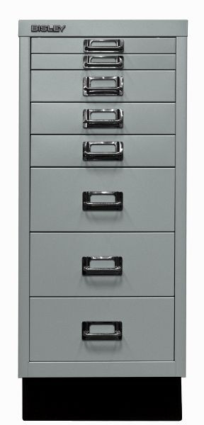 Bisley MultiDrawer™, 29-serie met onderstel, DIN A4, 8 laden, zilver, L298S355