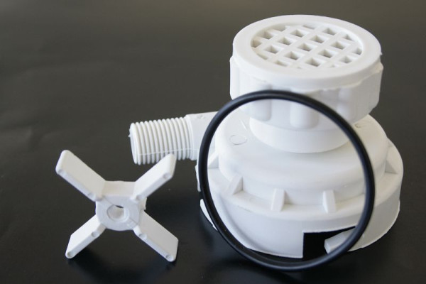 ELMAG PVC onderdeel met bajonet- en slangaansluiting, zeef, schoepenwiel en afdichtring voor waterpomp S1, 9601341