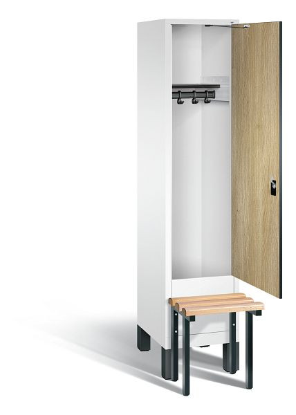C+P Evolo kleerkast, H1850xB420xD815mm, kleur: verkeerswit / decor eiken Sereno, 48030-12 S10101