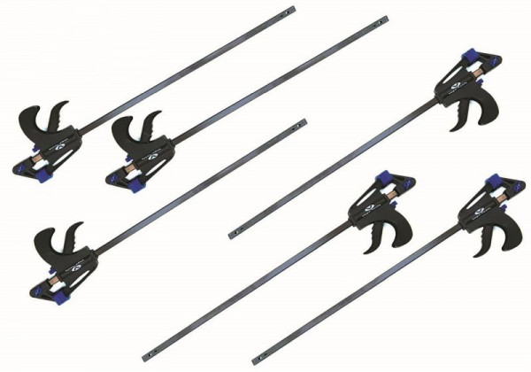VaGo-Tools 6-teiliges Set Schnellspannzwingen 150/300/450 mm je 2 Stück, 250-150/300/450 je 2_dv