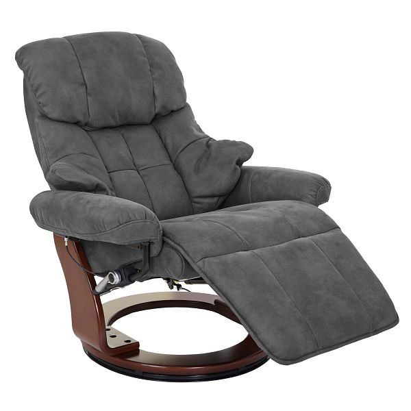 Mendler MCA relaxstoel Calgary 2, tv-stoel, stof/textiel 150 kg draagvermogen, donkergrijs, walnoot-look, 68475
