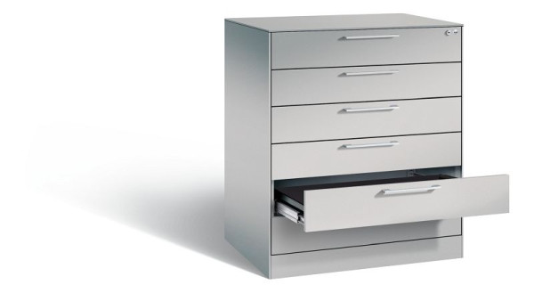 C+P archiefkast Asisto, H1010xB800xD600mm, kleur: wit aluminium, beugelgreep, 146243-600 S10001