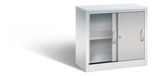 C+P dressoir met schuifdeuren Acurado, H720xB800xD400mm, kleur: lichtgrijs/wit aluminium, beugelgreep, 2 niveaus, 5722-00 S10355