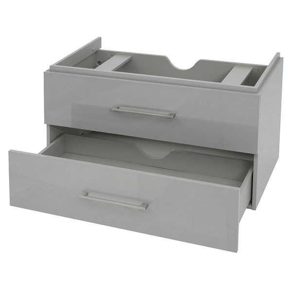Mendler Premium HWC-D16 badmeubel, badmeubel wastafel badkamermeubel, hoogglans 90cm, grijs, 62265
