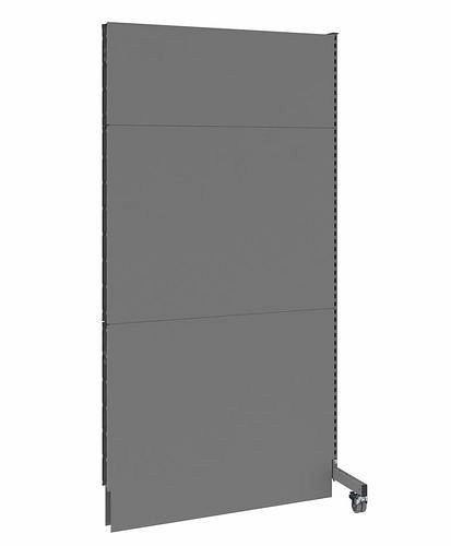 DENIOS mobiele akoestische scheidingswand, opzetpaneel, B 1250, H 2500 mm, eenzijdige akoestische geperforeerde plaat, grijs, 293079