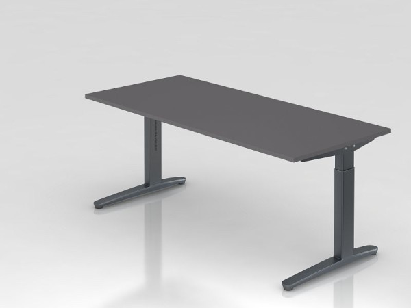 Hammerbacher bureau C-poot 180x80cm grafiet/grafiet, rechthoekige vorm, VXB19/G/GG