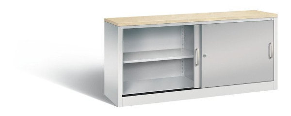 C+P dressoir met schuifdeuren Acurado, H720xB1600xD400mm, kleur: lichtgrijs/wit aluminium, beugelgreep, 2 niveaus, 5724-00 S10440