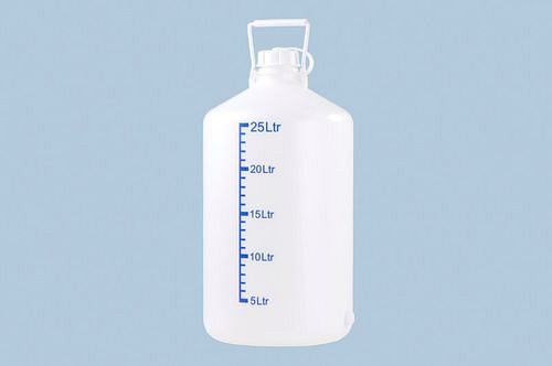 DENIOS ballon-/opslagcontainer, 25 l, met schaalverdeling, stevige handgrepen, natuurlijke kleur, 308392