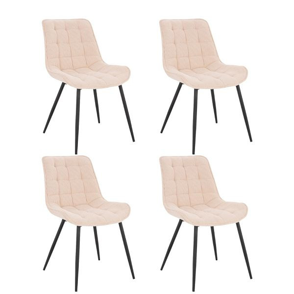 HOME DELUXE gestoffeerde eetkamerstoel set van 4 IKALO – corduroy crème, 50862