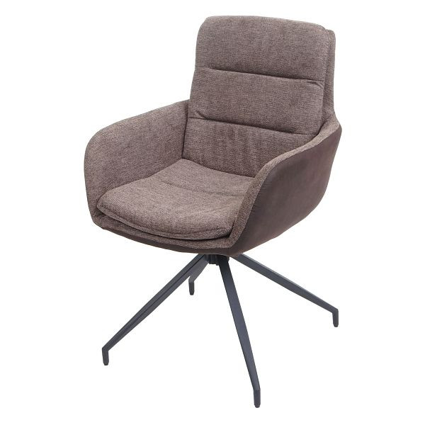 Mendler HWC-K32 eetkamerstoel, keukenstoel, fauteuil, draaibare auto-position, stof/textiel, bruin-donkerbruin, 89657