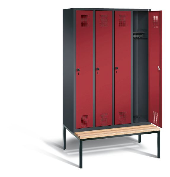 C+P garderobe Evolo, H2090xW1190xD815mm, kleur: zwartgrijs / robijnrood, 48050-40 S10050