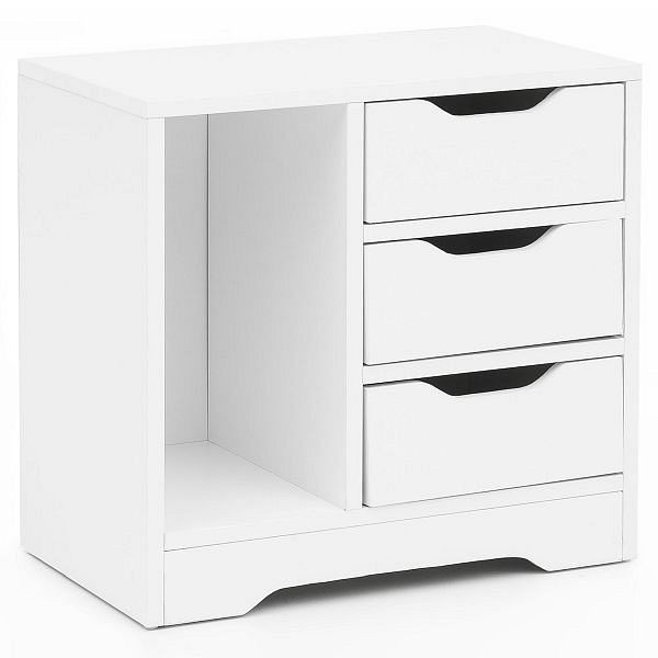 Wohnling nachtconsole 49x50x30 cm wit mat 3 lades 1 opbergvak, WL5.708