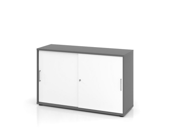 Hammerbacher schuifdeurkast 1752S BS, 2 OH, romp: grafiet / voorkant: wit, 120 x 40 x 74,8 cm (BxDxH), V1752S/G/W/BS