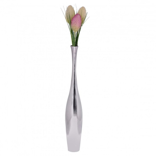 Wohnling siervaas groot FLES S aluminium modern met 1 opening in zilver, hoge aluminium bloemenvaas handgemaakt, grote decoratieve vaas voor bloemen, WL1.919