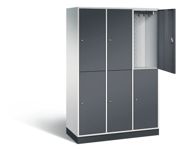 C+P locker dubbellaags XL Intro, H1950xW1220xD490mm, kleur: lichtgrijs / zwartgrijs, 8270-302 S10062