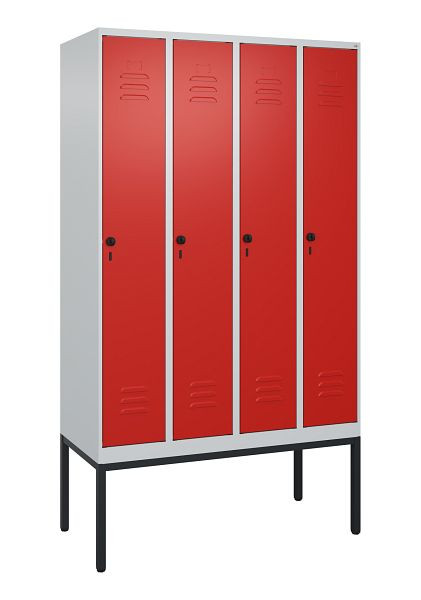 C+P Umkleidespind Classic PLUS, Gestell, 4 Abteile, 2120x1200x500mm, 7035/3020, Drehriegel, 0800307-40 S10002