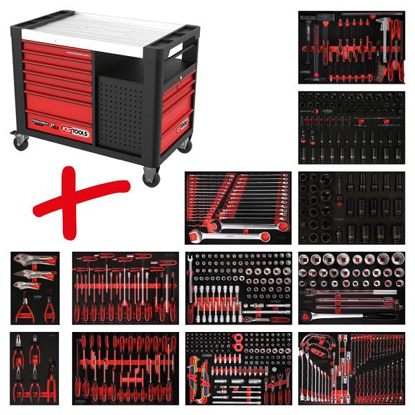 KS Tools PERFORMANCEplus werkplaatswagenset P35, met 549 gereedschappen en 12 laden, 835.12549