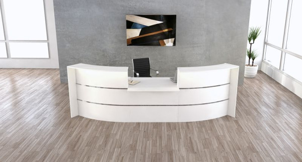Kerkmann Bari gebogen toonbank met lage module, B 3575 mm x D 1225 mm x H 1120 mm, kleur: wit, 21354210