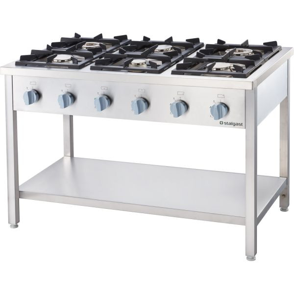 Alpha Work RVS gasfornuis serie 700 - G30, 6 branders (3,5+2x5+2x7+9), 1200 x 700 x 850 mm, zelf te monteren, 105116