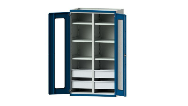 ANKE werkbanken, zware kast, model 202, 1085 x 630 x 1950 mm, zichtvlak van plexiglas, RAL 7035/5010, 620.072