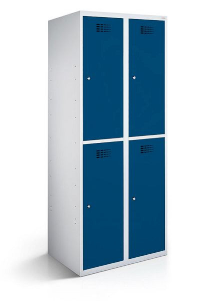 KEMMLIT garderobekast met 2 vakken en 4 deuren 30cm met gesloten bodem, gentiaanblauw 5010, draaibare sluiting, 100259