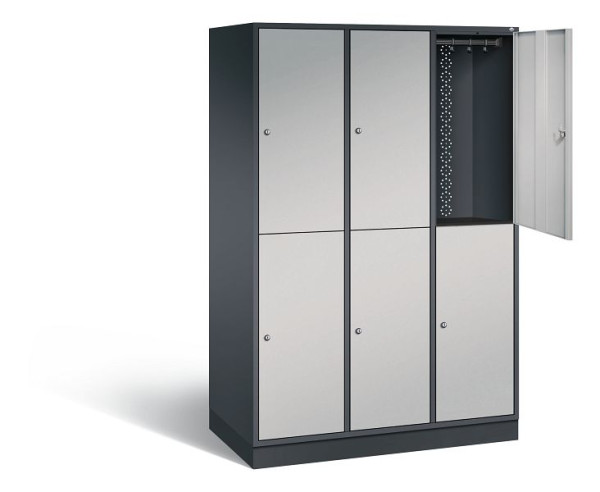 C+P locker dubbeldekker XL Intro, H1950xW1220xD590mm, kleur: zwart-grijs/wit aluminium, 8270-303 S10046