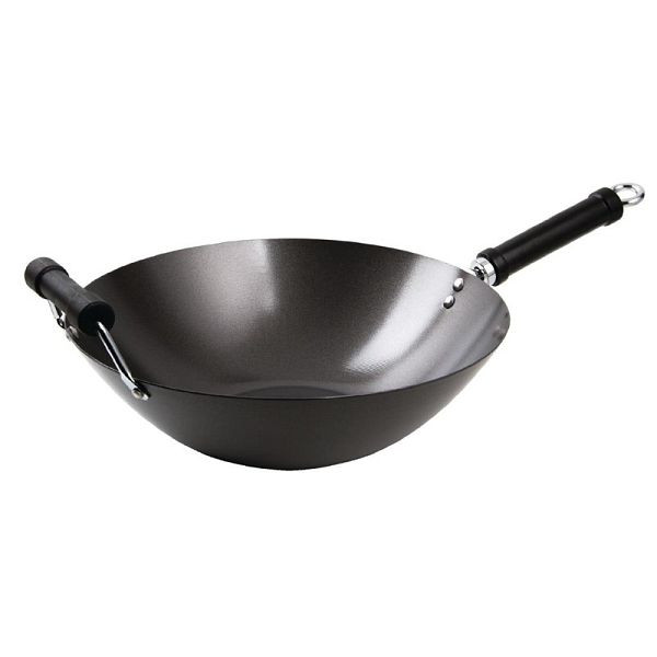 KitchenCraft Wok met antiaanbaklaag, platte bodem 35,5 cm, K250