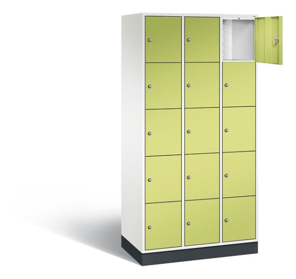 C+P lockerkast Intro, H1950xW920xD490mm, kleur: verkeerswit / virid green, 8570-301 S10214