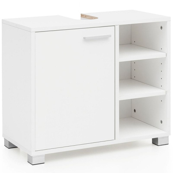 Wohnling wastafelkast 60x55x32cm wit badkamermeubel met deur, WL5.341