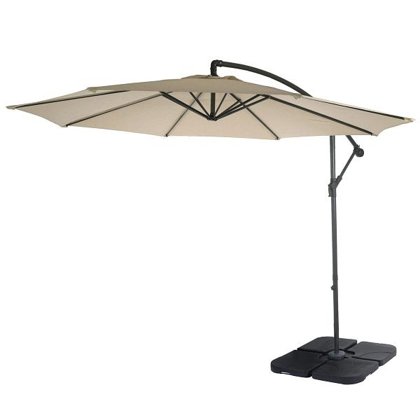 Mendler Acerra verkeerslichtparaplu, zonnescherm, Ø 3m kantelbaar, polyester/staal 11kg, creme met standaard, 46812 + 31831