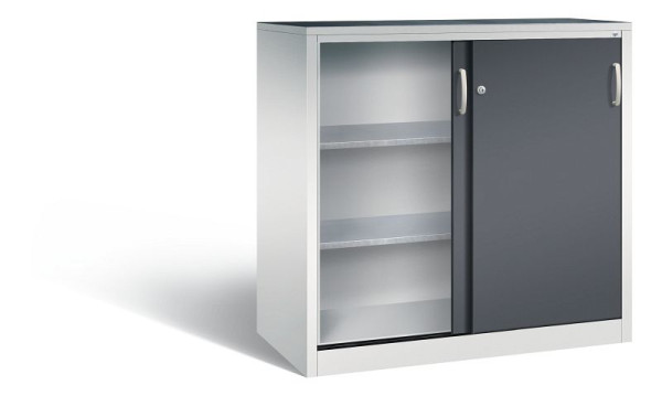 C+P schuifdeurkast Acurado, H1200xB1200xD600mm, kleur: lichtgrijs/zwartgrijs, beugelgreep, 2067-09 S10037