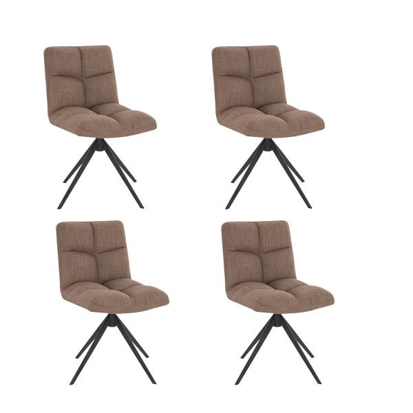 HOME DELUXE Draaibare eetkamerstoel set van 4 NODA – Geweven stof grijs/bruin, 50874