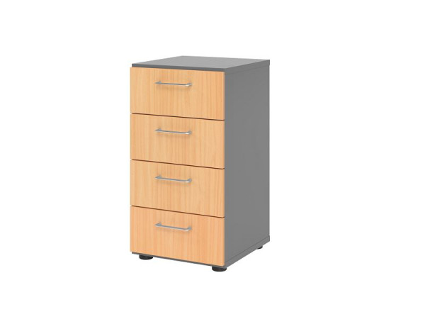 Hammerbacher ladekast 2OH, 4 laden, BS grafiet/beuken, 40 x 41,7 x 74,8 cm, 4 laden, metalen handgreep, V924S4/G/6/BS